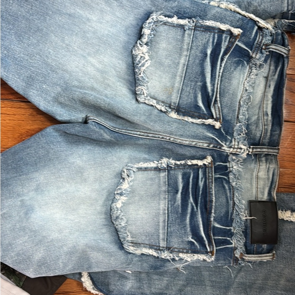 Distressed Light Blue Denim Shorts